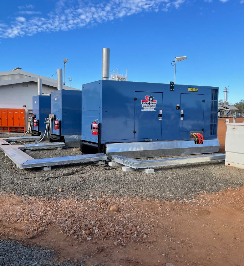 Blue Generators Outside Shellby Power